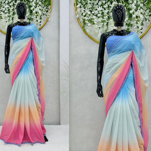 Multicolor Digital Printed Georgette Saree