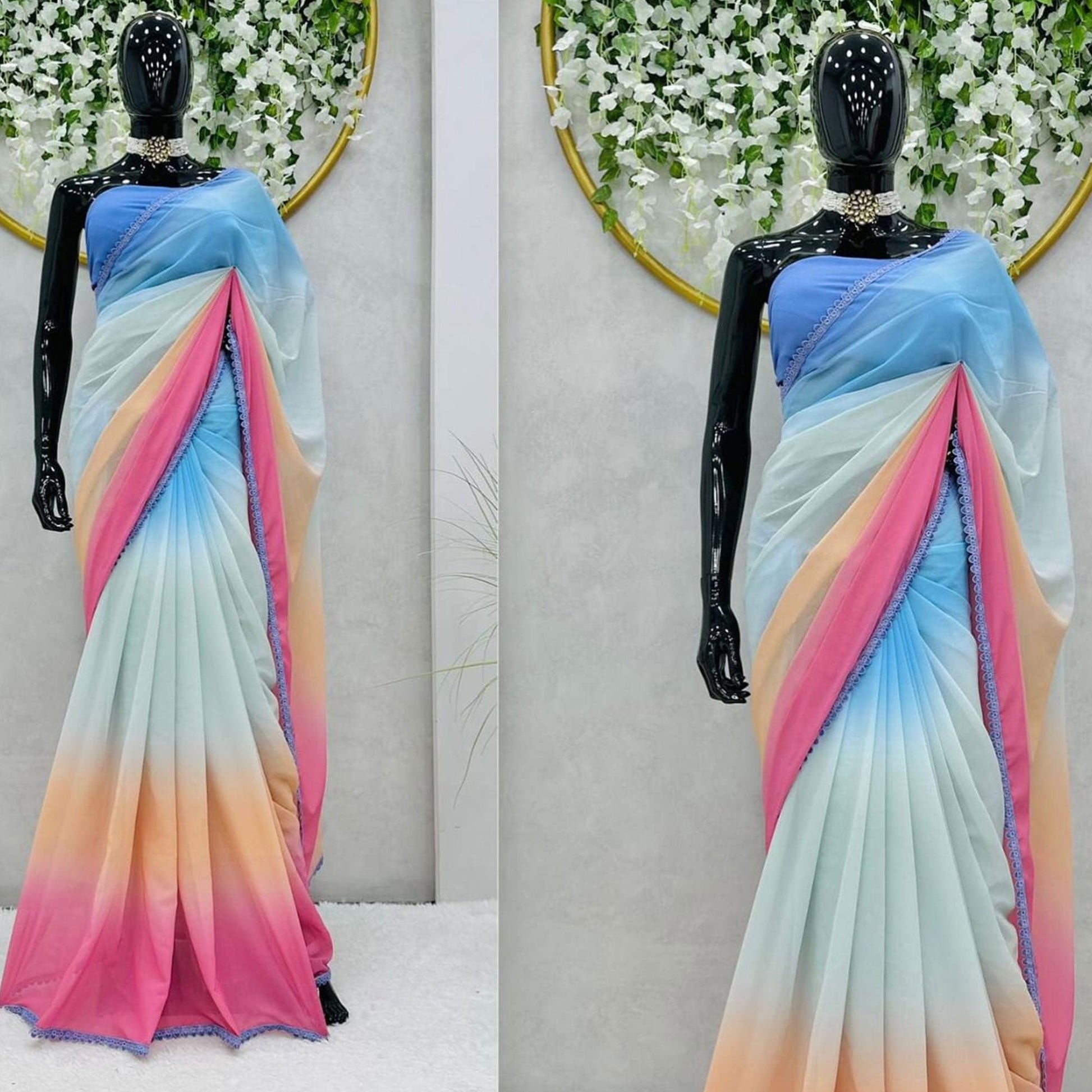 Multicolor Digital Printed Georgette Saree
