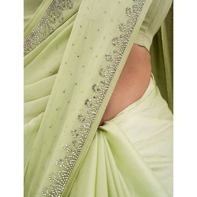 green-embroidered-beads-stones-satin-saree