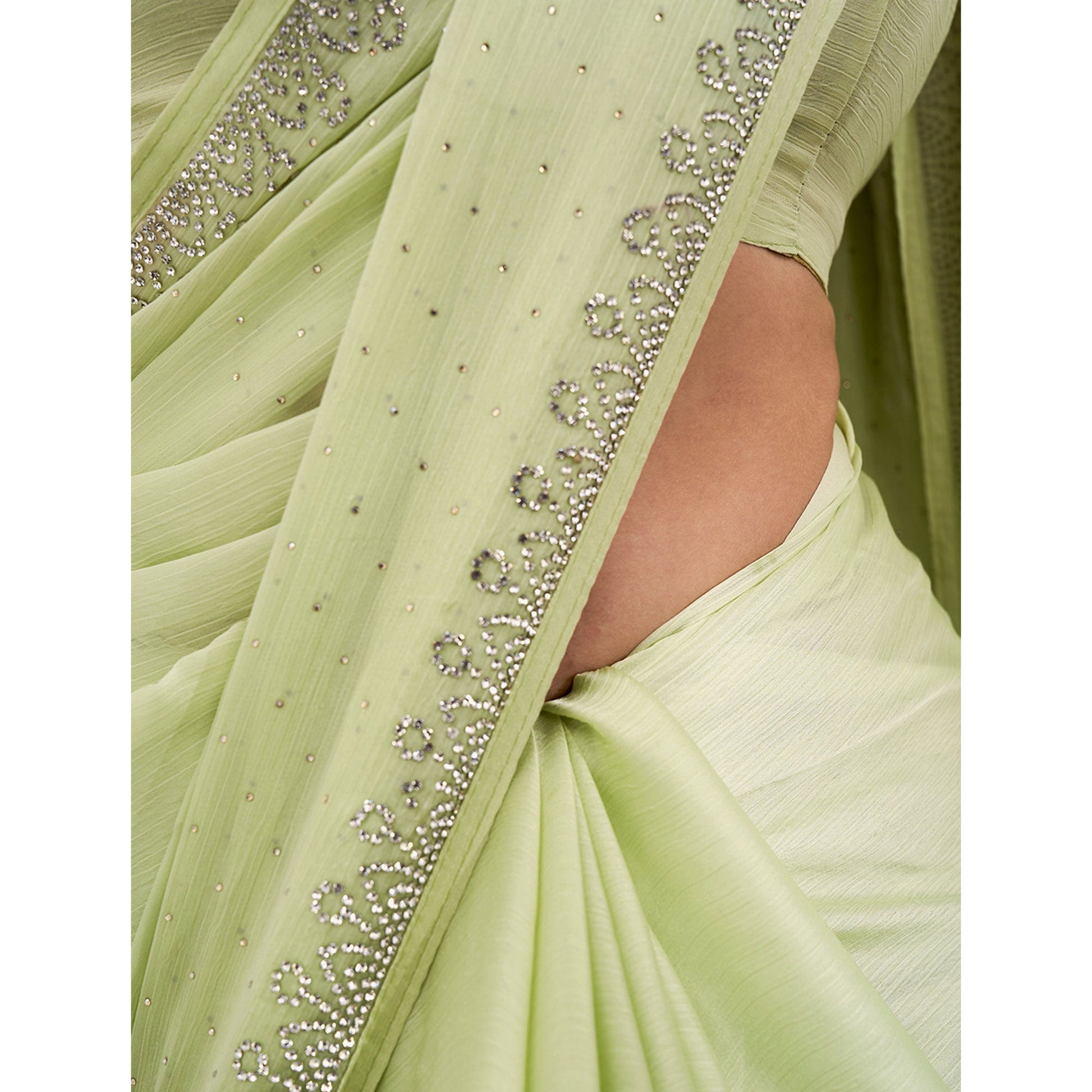 green-embroidered-beads-stones-satin-saree