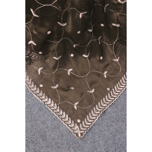 Mehendi Green Sequins Embroidered Chiffon Silk Saree