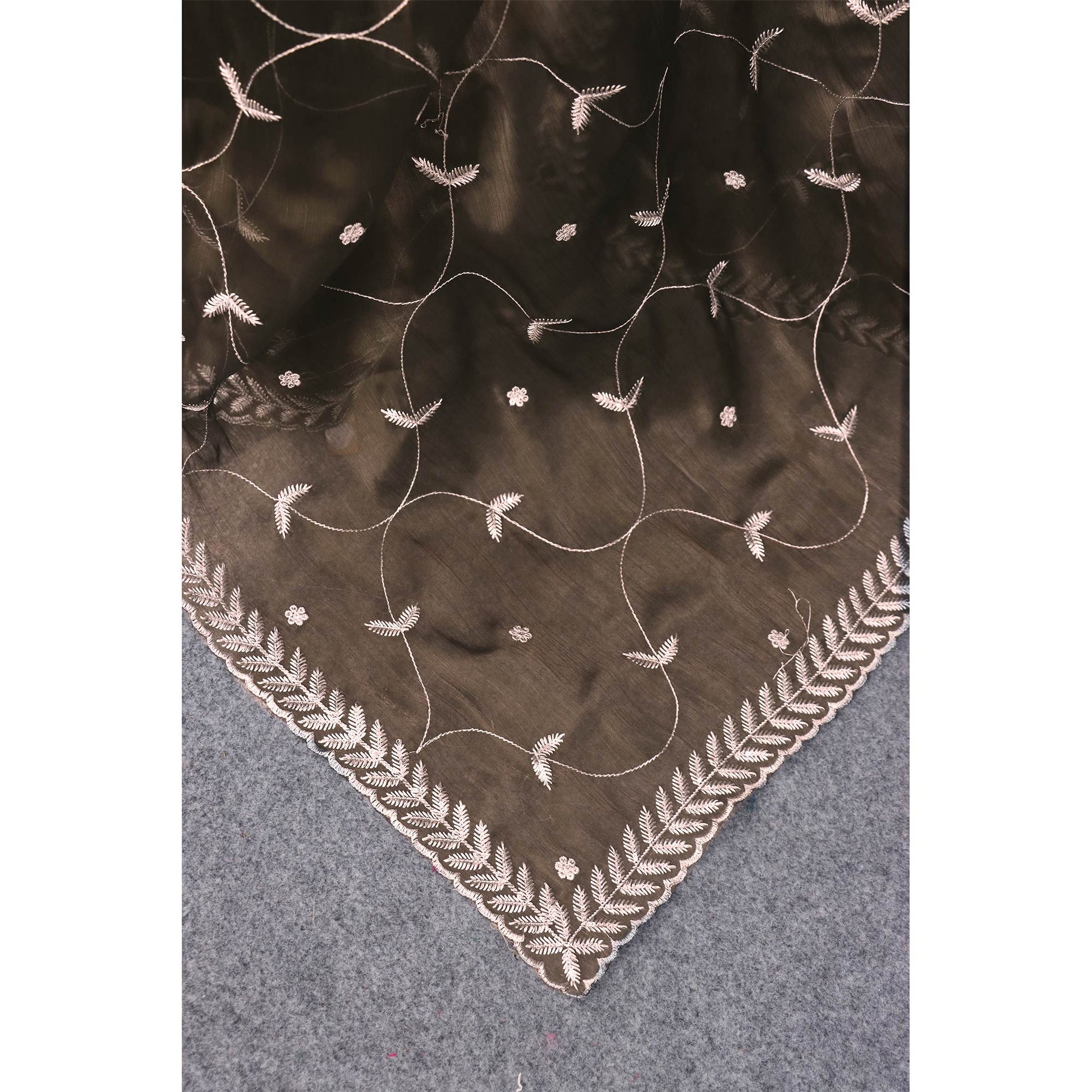 Mehendi Green Sequins Embroidered Chiffon Silk Saree