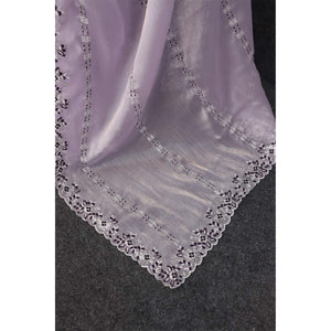 Lavender Sequins Embroidered Chiffon Saree