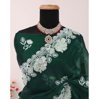 green-floral-embroidered-satin-saree
