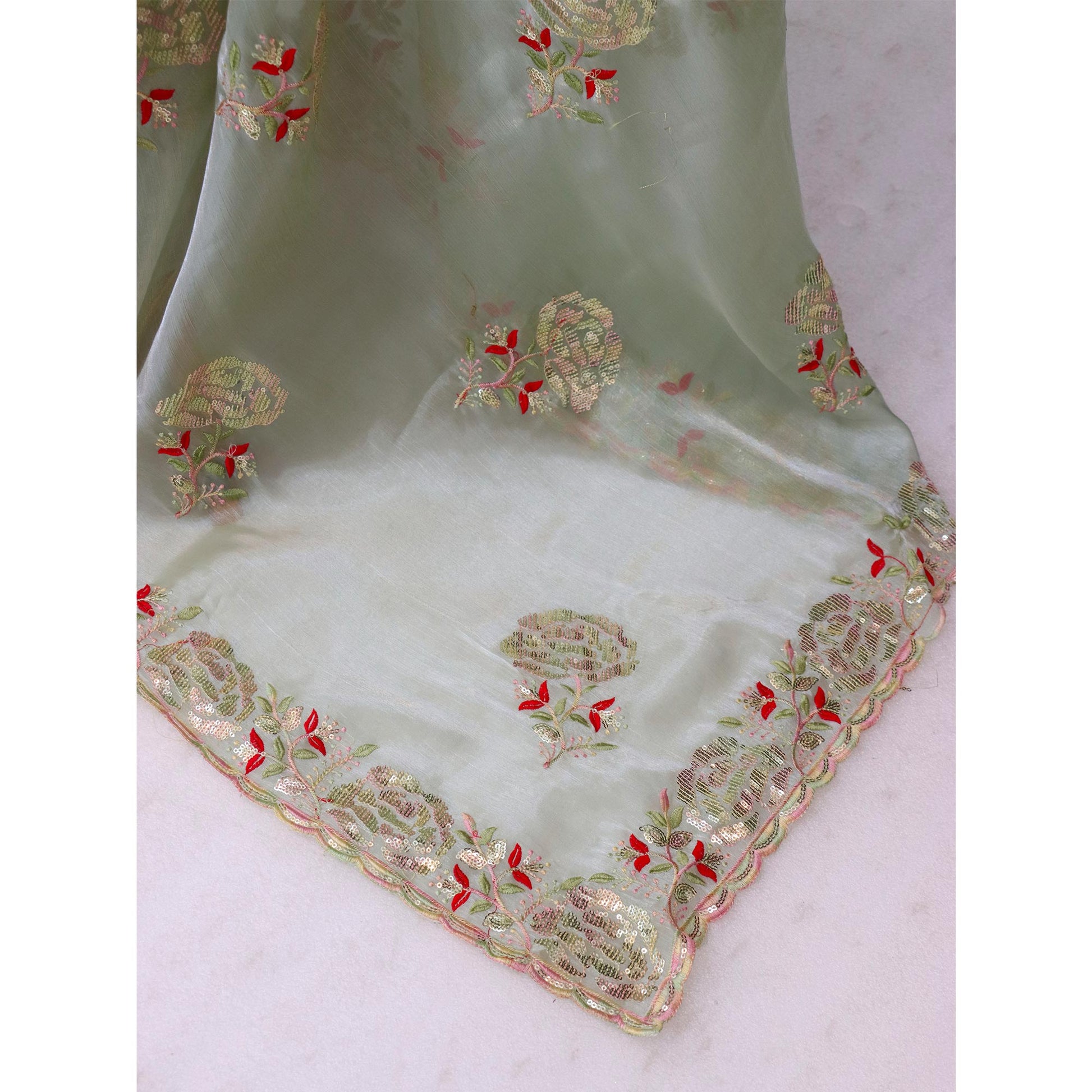 green-sequins-work-embroidered-chiffon-saree