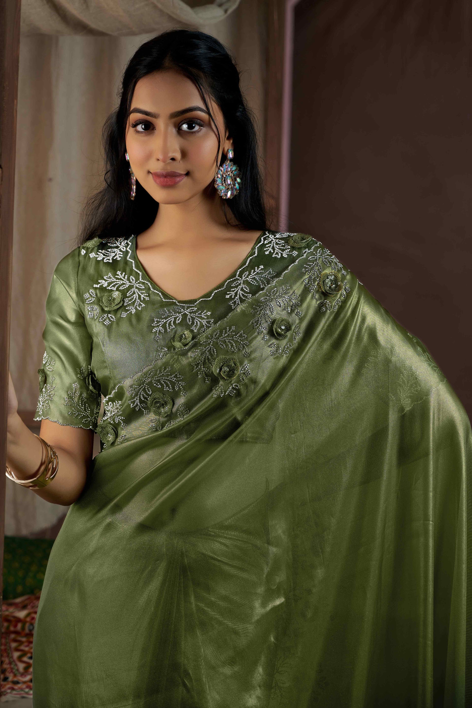 green-floral-sequins-with-zarkan-work-organza-saree-1