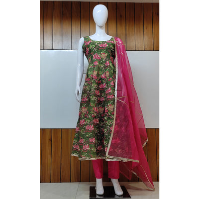 green-floral-digital-printed-chanderi-anarkali-style-suit