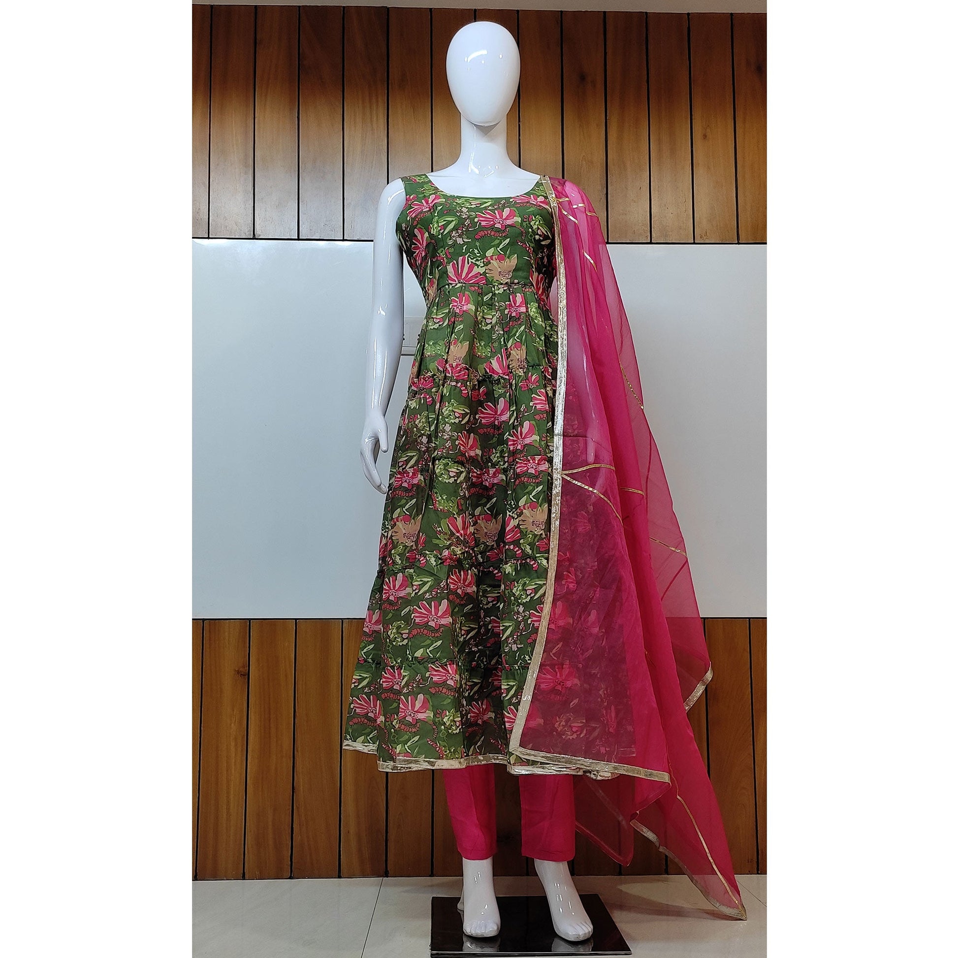 green-floral-digital-printed-chanderi-anarkali-style-suit
