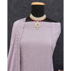 Dusty Purple Sequins Embroidered Georgette Dress Material