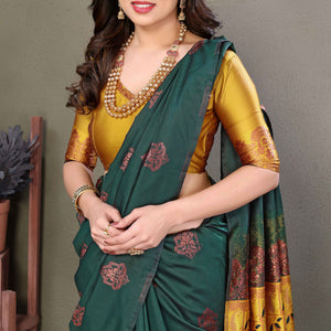 green-floral-woven-banarasi-silk-saree-8
