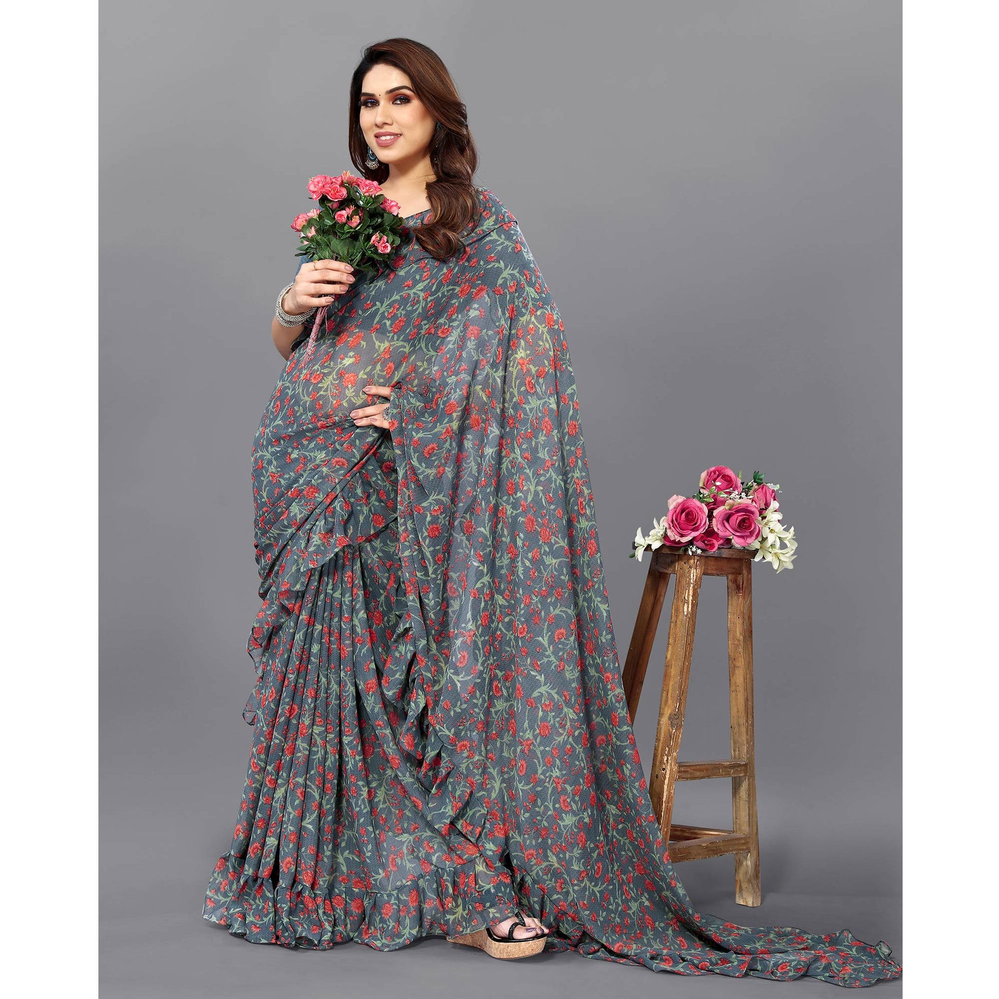grey-floral-printed-georgette-saree-7