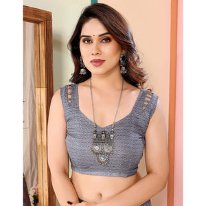 Mauve & Grey Floral Printed Kota Doria Saree