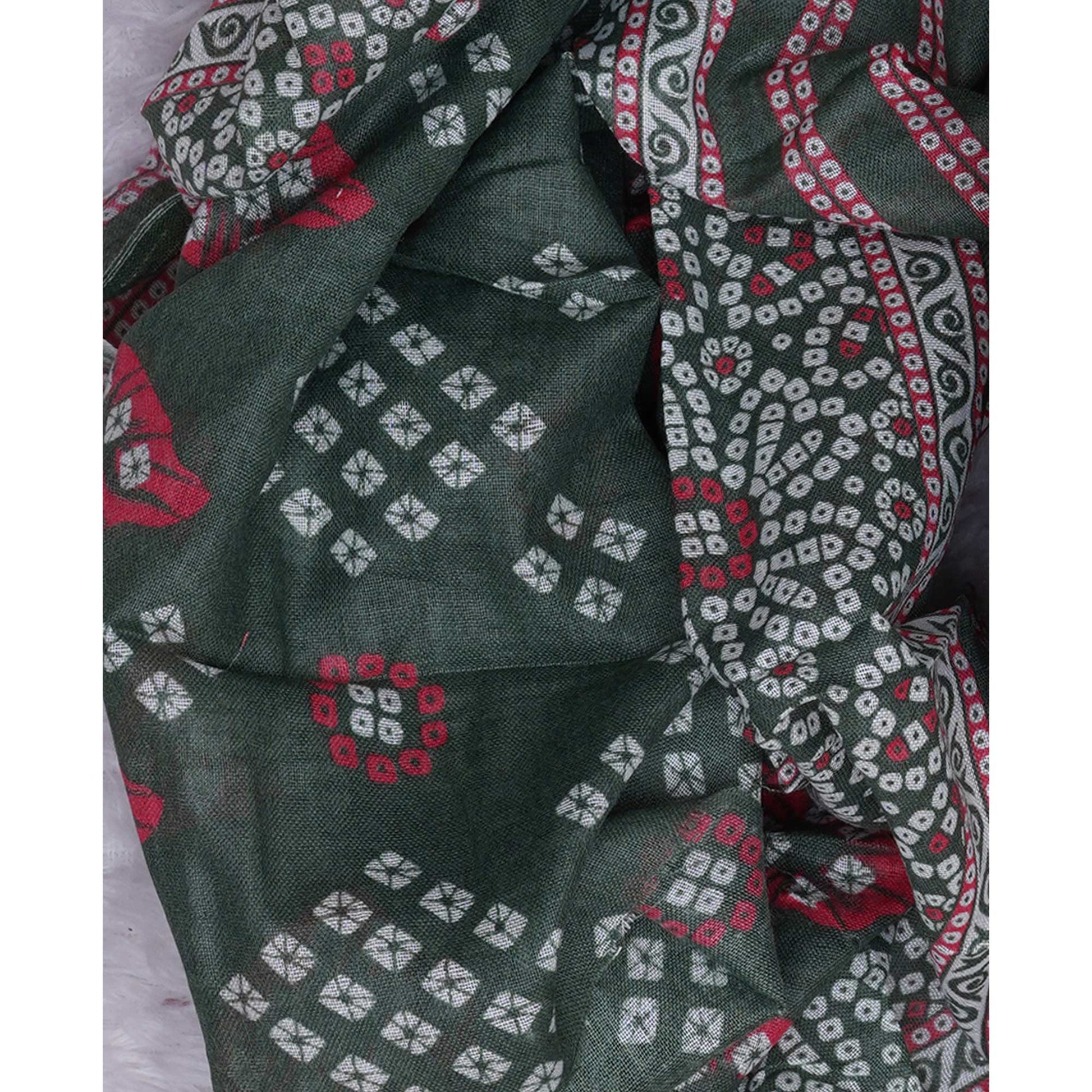 green-bandhani-printed-cotton-blend-dress-material