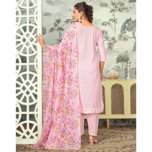 Light Pink Embroidered Pure Cotton Salwar Suit
