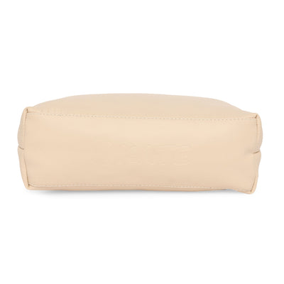 Cream Women Vegan Leather Handbag With Belt
