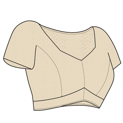 Cream Floral Printed Chiffon Saree