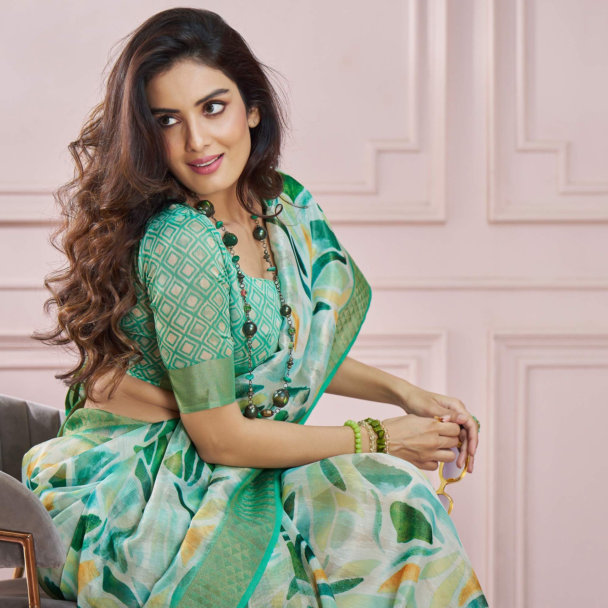 green-printed-woven-soft-banarasi-silk-saree