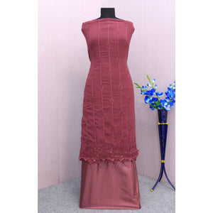Mauve Embroidered Georgette Semi Stitched Pakistani Suit
