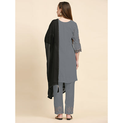 grey-floral-embroidered-georgette-semi-stitched-pakistani-suit