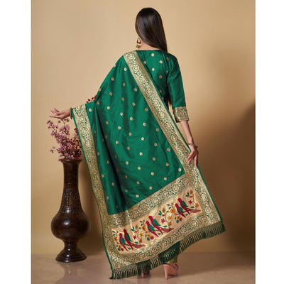 green-floral-woven-banarasi-silk-paithani-dress-material-2