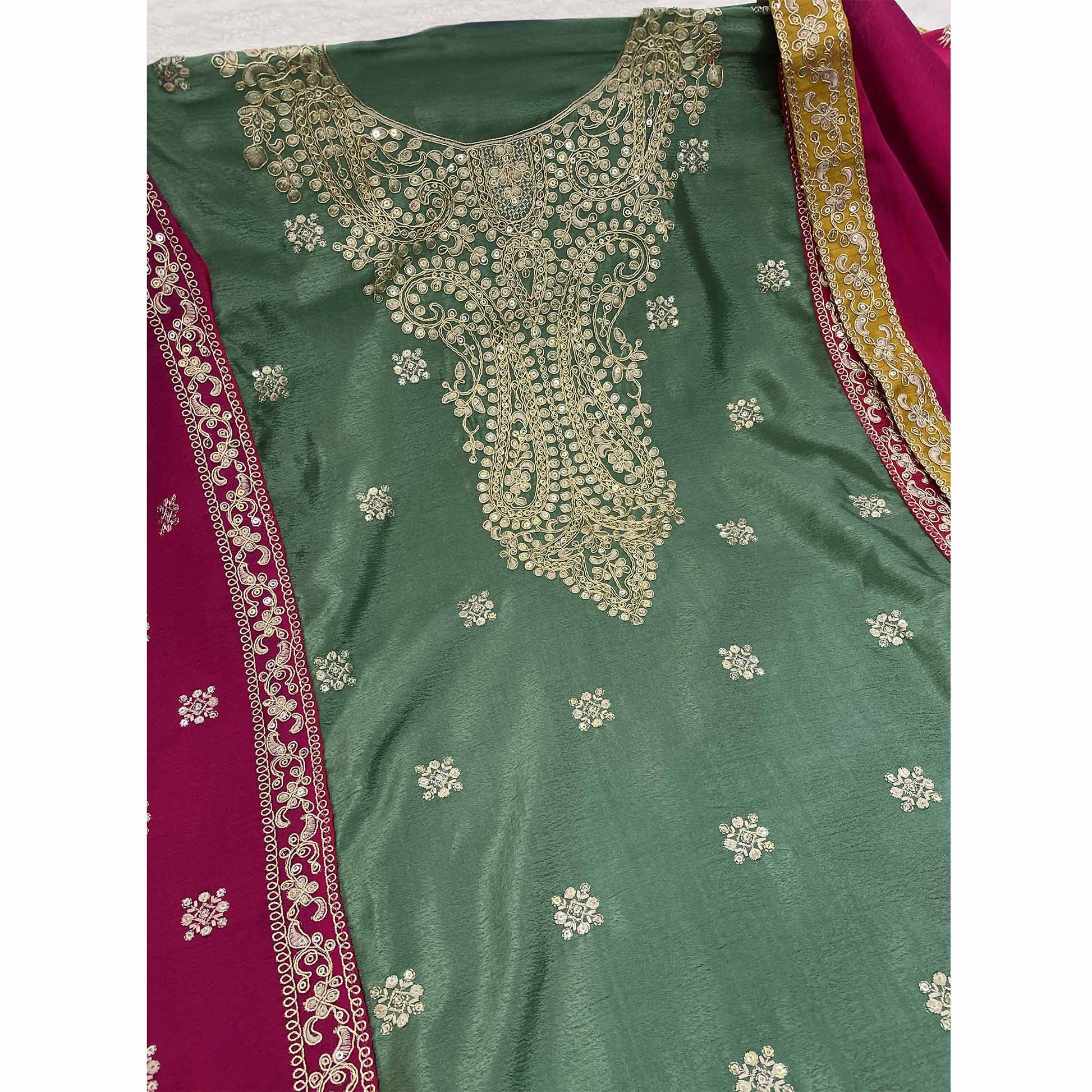 green-embroidered-sequins-work-chinon-semi-stitched-salwar-suit