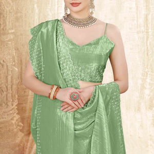 green-zarkan-diamond-work-tissue-gold-crush-saree