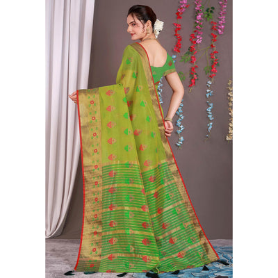 red-floral-woven-cotton-silk-saree-with-tassels-4