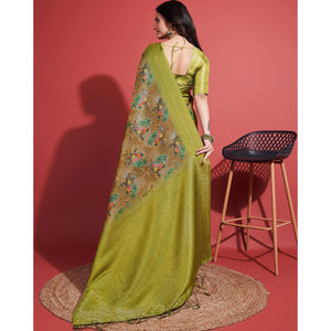 green-floral-digital-printed-banarasi-silk-saree-with-tassels