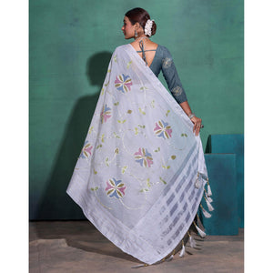 grey-gota-patti-embroidered-linen-saree-with-tassels