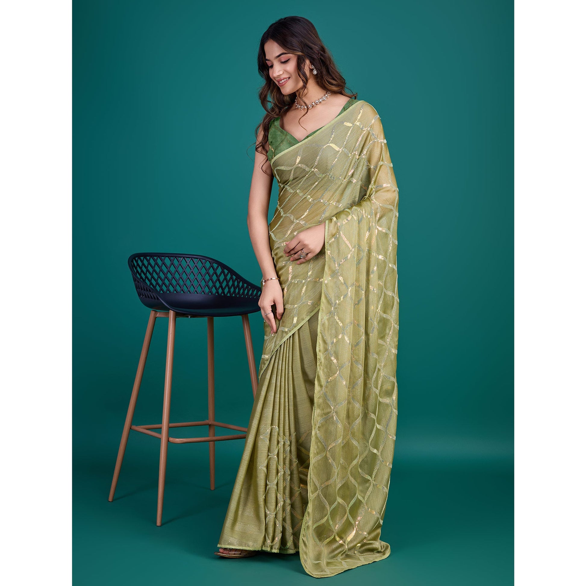 green-sequins-embroidered-georgette-saree-9