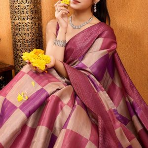Mauve Zari Weaving Mysore Brocade Silk Saree