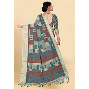 Multicolor Digital Printed Pure Cotton Saree