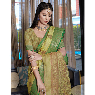 green-floral-woven-cotton-blend-saree-1
