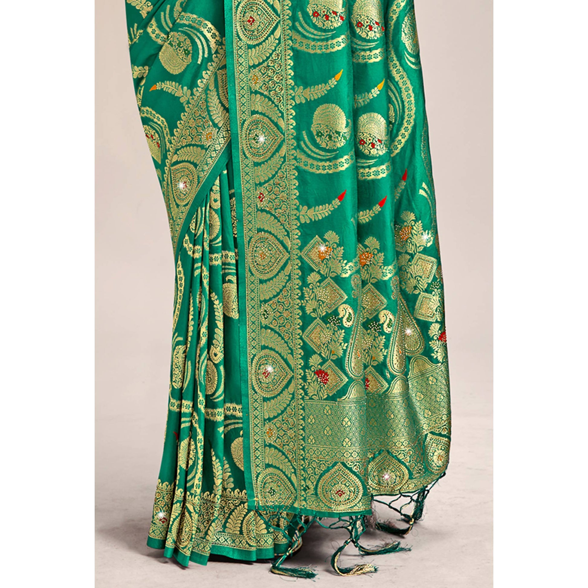 green-woven-banarasi-silk-saree-with-tassels-13