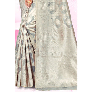 Grey Woven Cotton Blend Saree