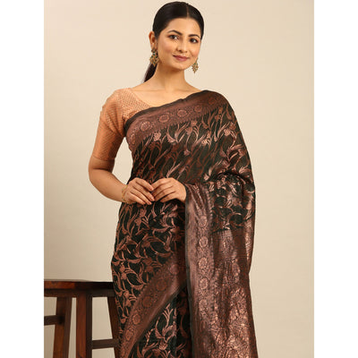 green-floral-woven-cotton-silk-saree-2