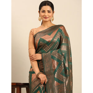 green-floral-woven-cotton-silk-saree-4