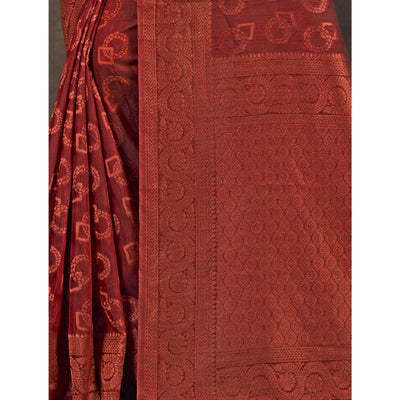 Maroon Woven Cotton Silk Saree