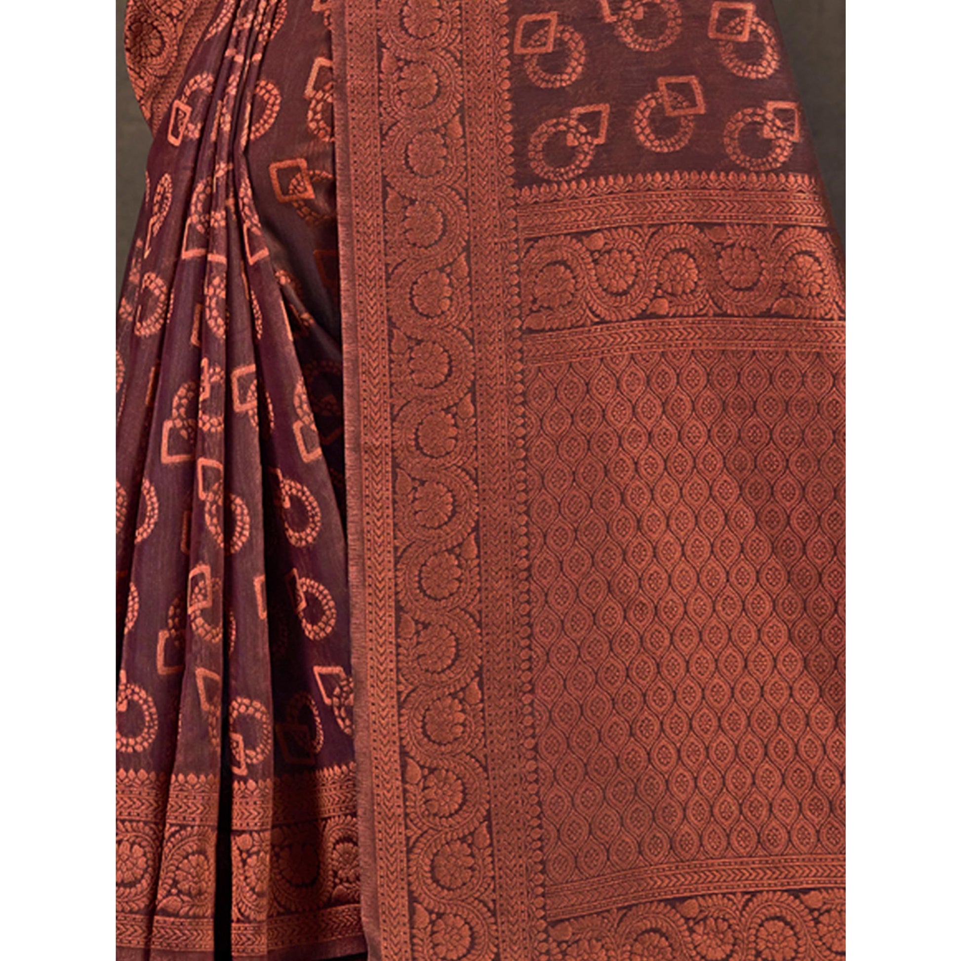 Burgundy Woven Cotton Silk Saree