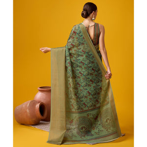 green-digital-printed-cotton-silk-saree-with-border