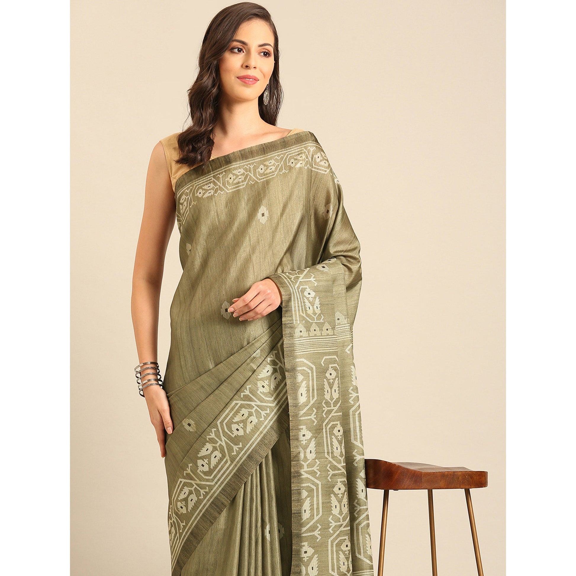 green-digital-print-cotton-saree