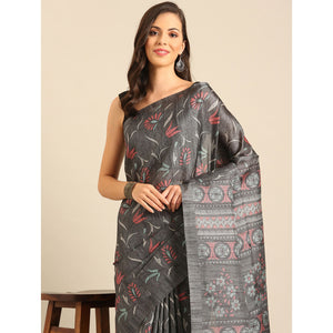 grey-floral-digital-printed-cotton-blend-saree