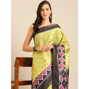 green-digital-patola-printed-cotton-blend-saree