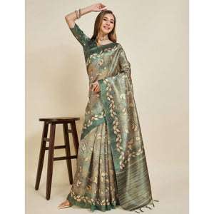green-digital-printed-bhagalpuri-silk-saree-with-tassels-2