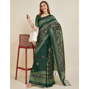 green-digital-printed-bhagalpuri-silk-saree-with-tassels-1
