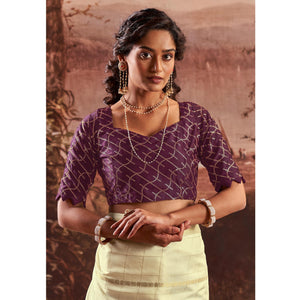 Cream Woven Cotton Silk Saree