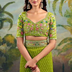 green-bandhani-printed-georgette-saree-with-embroidered-border