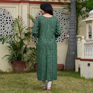 green-foil-bandhani-printed-with-embroidered-rayon-kurti