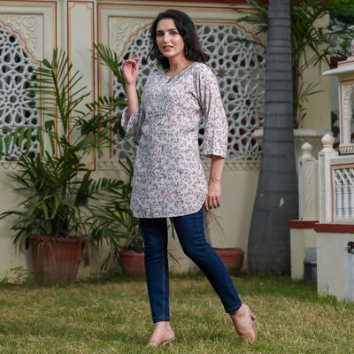 Mauve Floral Printed Rayon Top