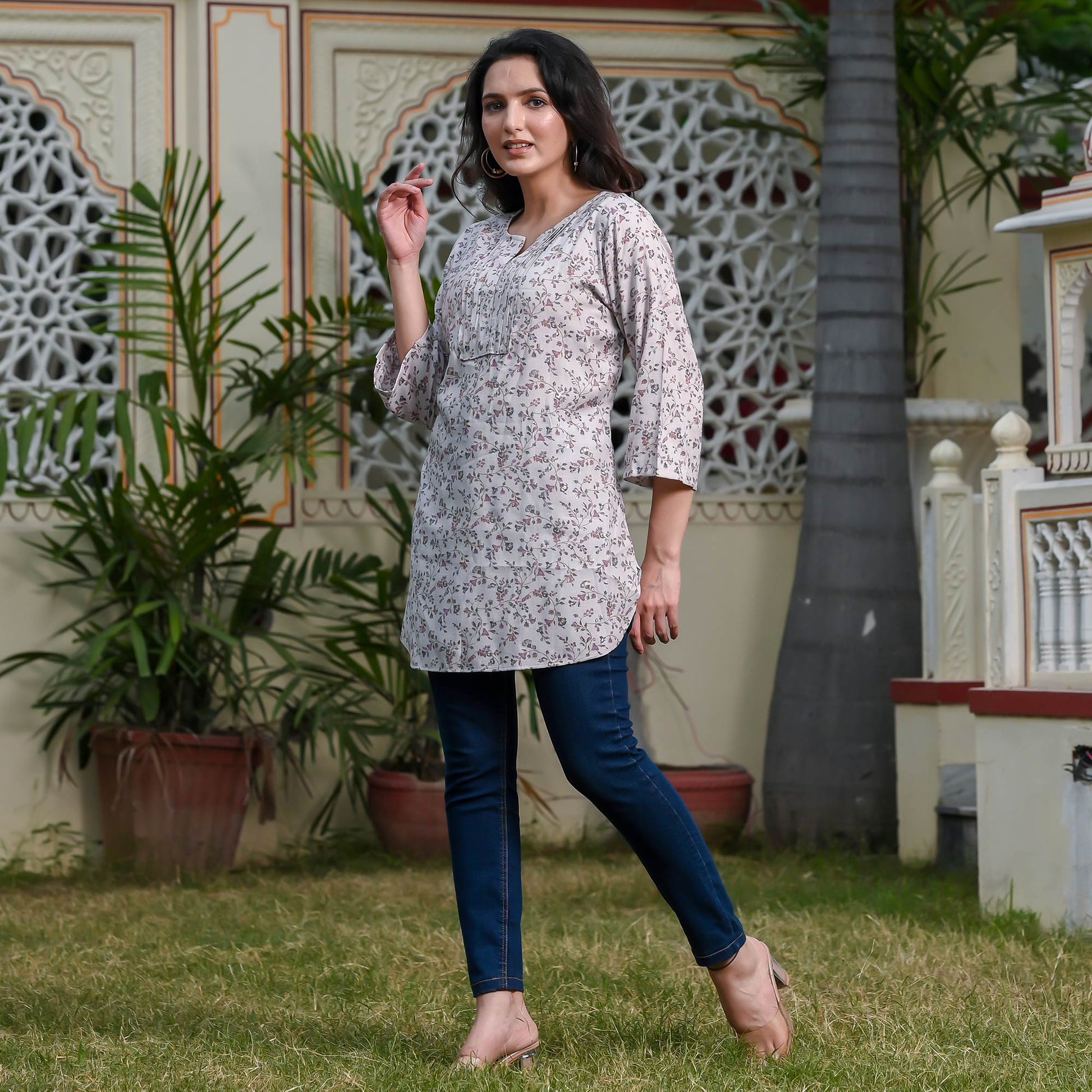 Mauve Floral Printed Rayon Top